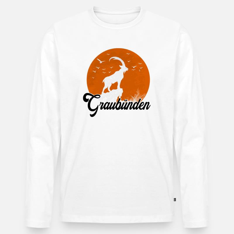 Graubinden Mondsilhouette - Männer Premium Bio Langarmshirt - Weiß