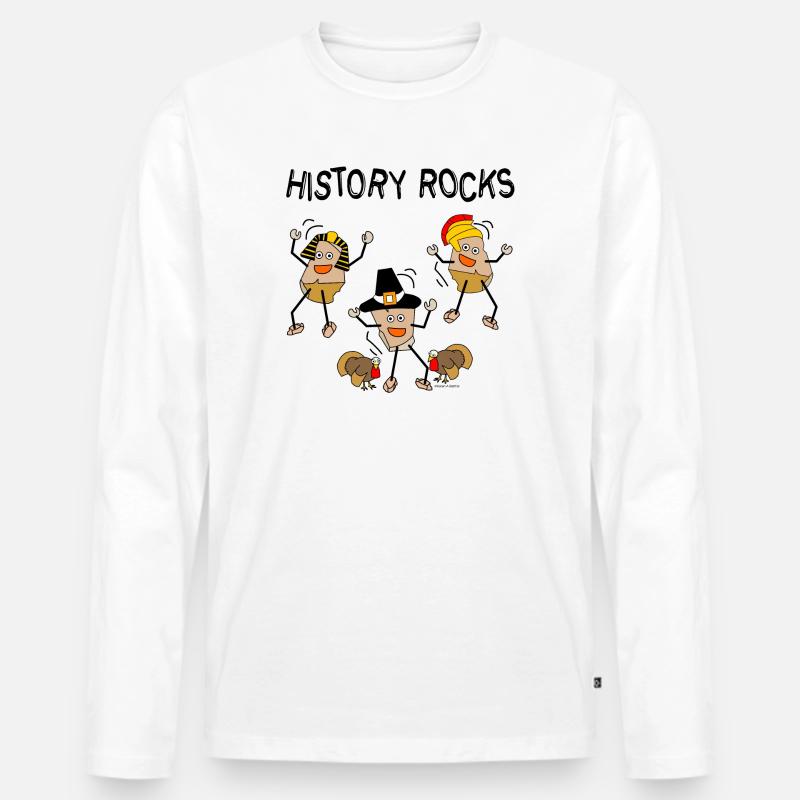 Geschichte rockt - Männer Premium Bio Langarmshirt - Weiß