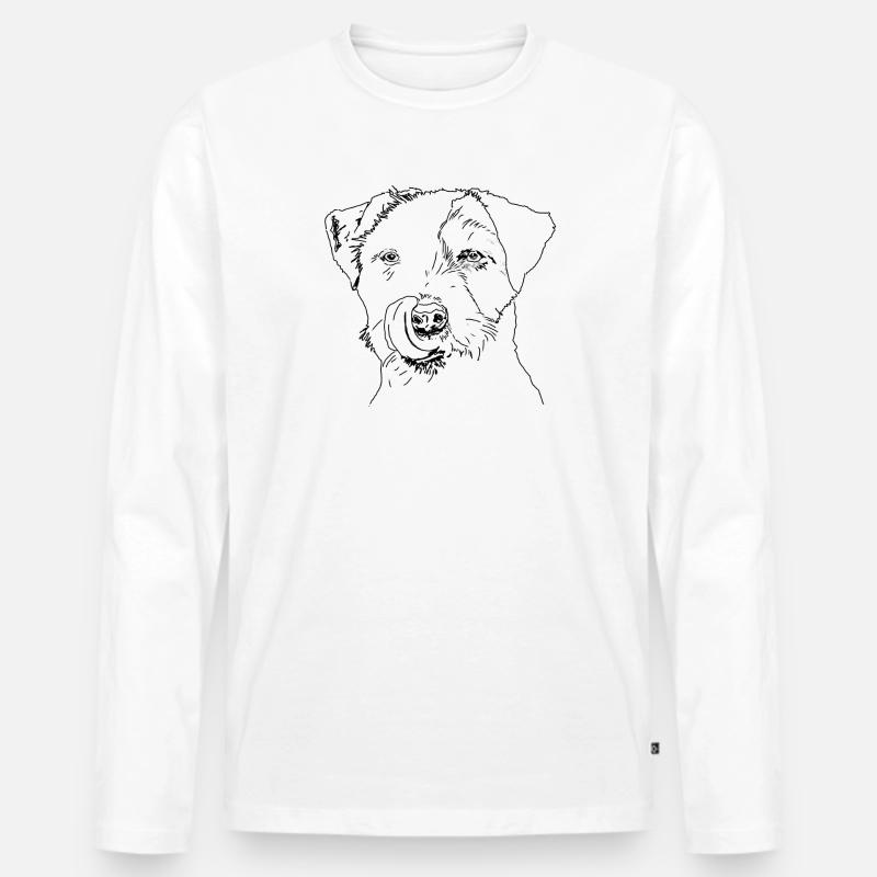 Terrier - Männer Premium Bio Langarmshirt - Weiß