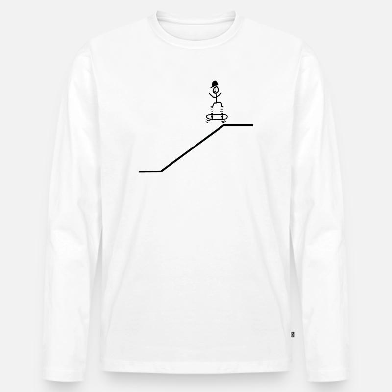 Skateboard Kickflip Junge Cap Cool - Männer Premium Bio Langarmshirt - Weiß