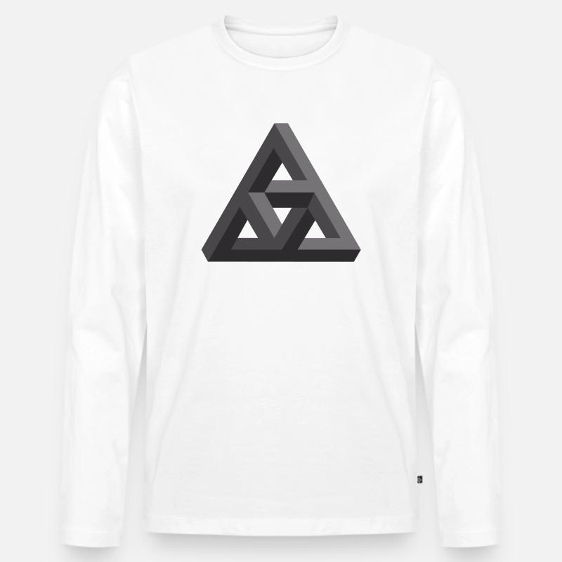 Abstraktes Geometrie-Muster in Grau - Männer Premium Bio Langarmshirt - Weiß