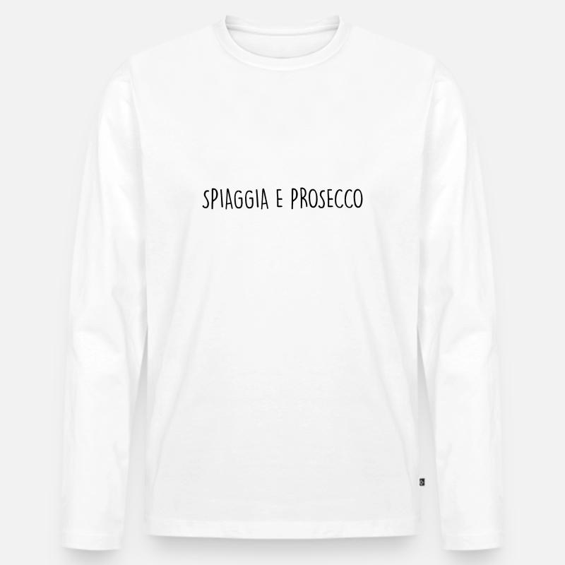 SPIAGGIA E PROSECCO - Männer Premium Bio Langarmshirt - Weiß