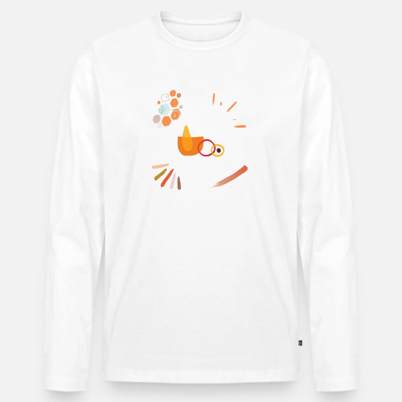 Ockerfarbene Farbe - Männer Premium Bio Langarmshirt - Weiß