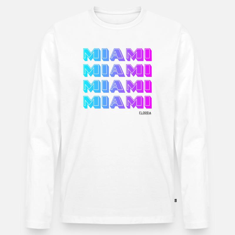 Miami Neon Gradient Muster - Männer Premium Bio Langarmshirt - Weiß