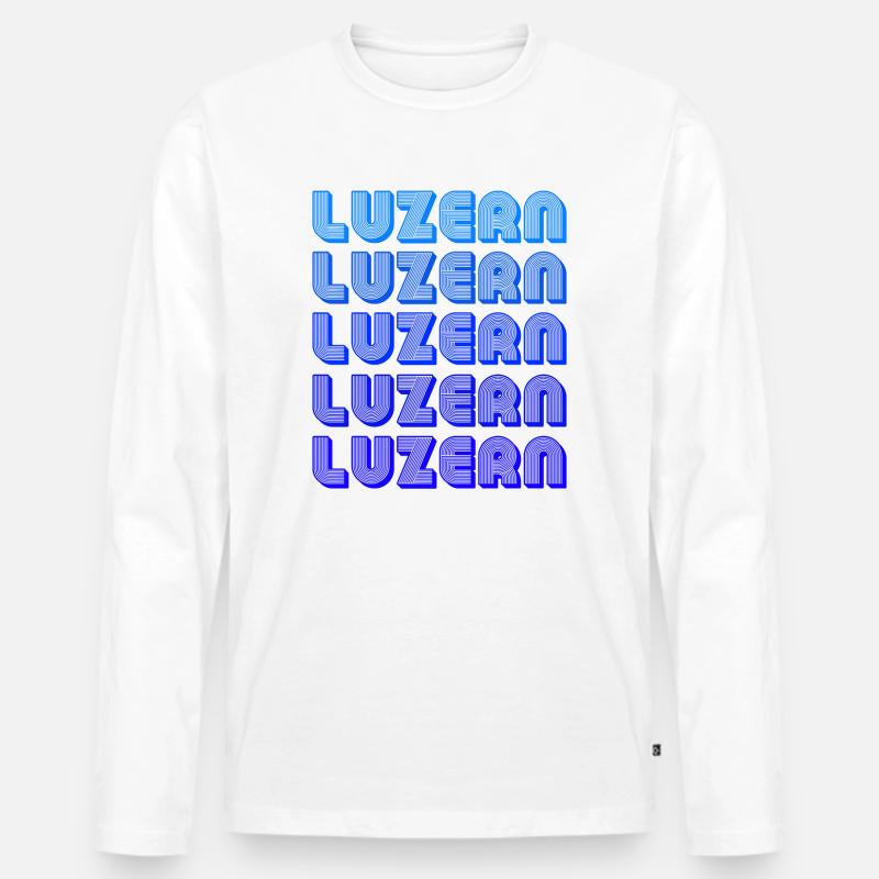 Luzern Gradient Schriftzug - Männer Premium Bio Langarmshirt - Weiß