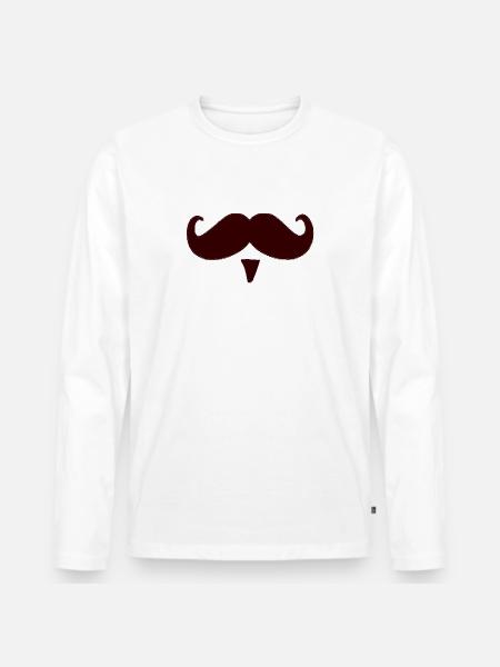 Schnurrbart Schnauz Oberlippenbart Geschenk - Männer Premium Bio Langarmshirt - Weiß