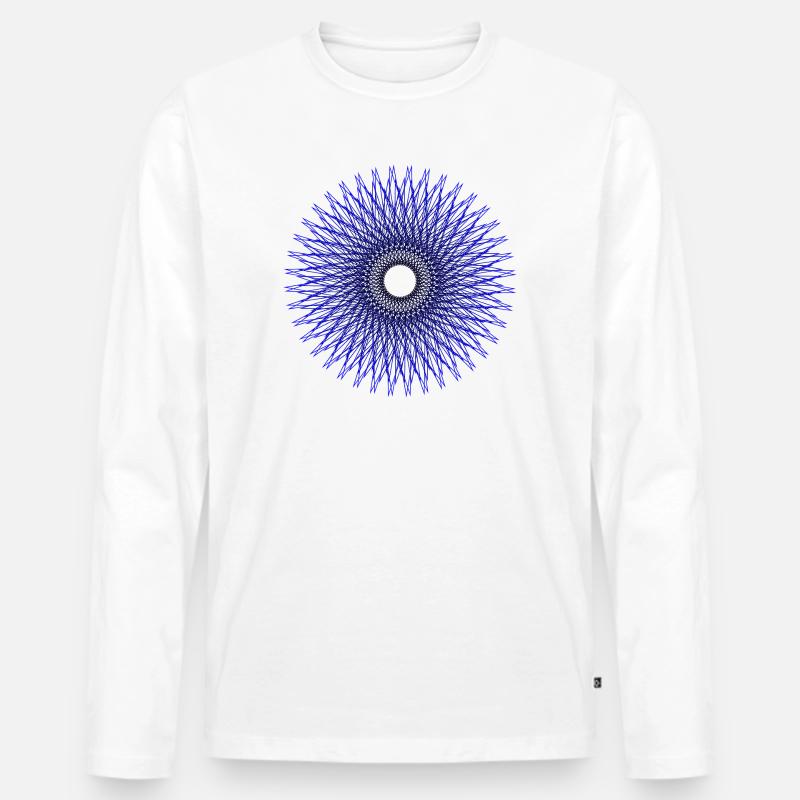 Blauer Radialstern Muster - Männer Premium Bio Langarmshirt - Weiß