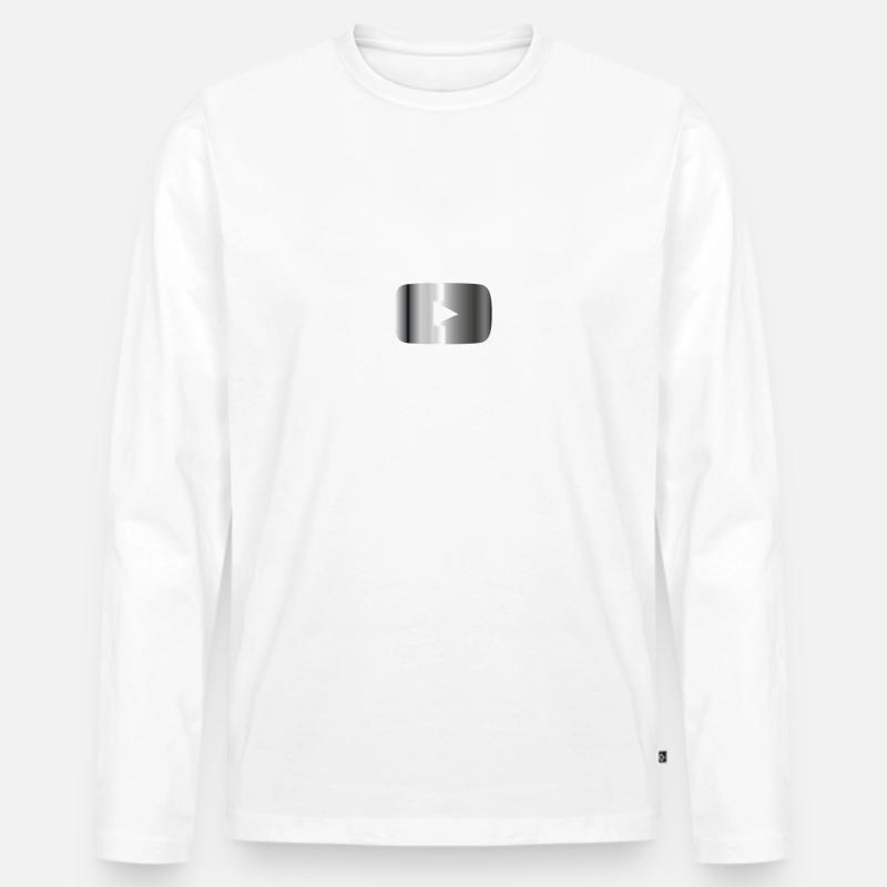 Silberner Play Button  - Männer Premium Bio Langarmshirt - Weiß