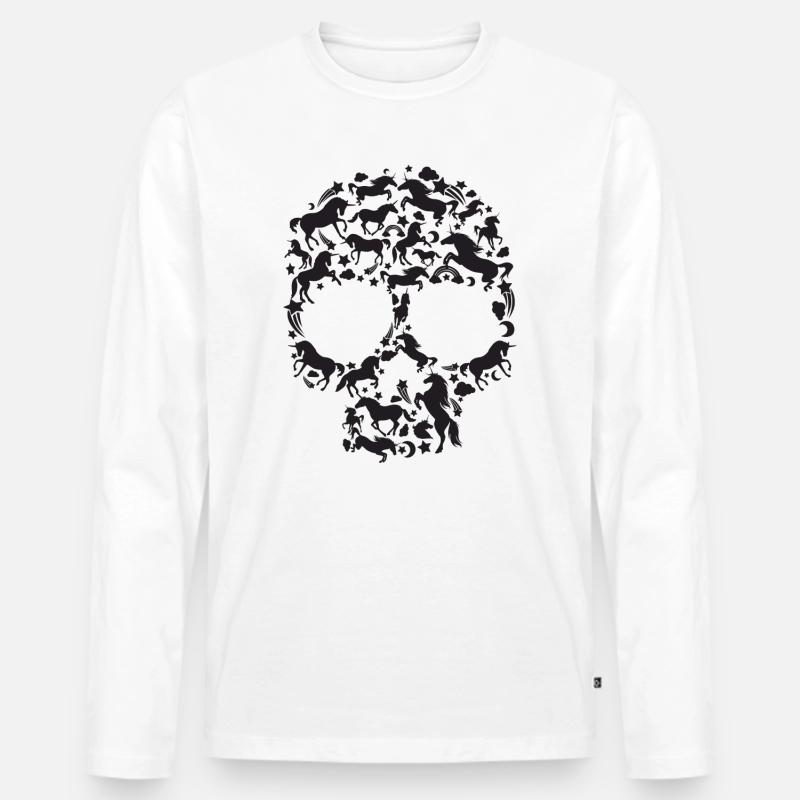 SKULL UNICORN - Männer Premium Bio Langarmshirt - Weiß