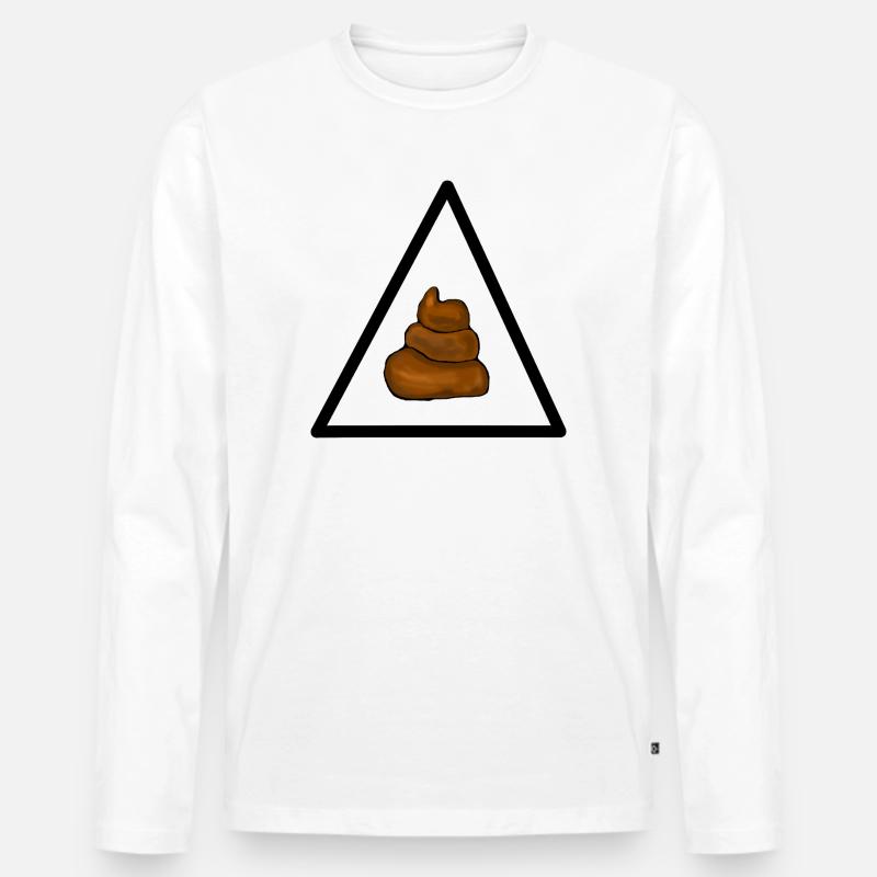 Warnung Scheisse Achtung Kacke - Männer Premium Bio Langarmshirt - Weiß