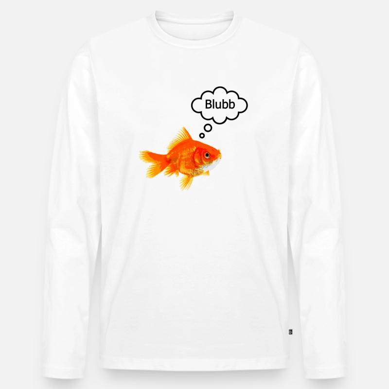 Goldfisch mit sprechblase - Männer Premium Bio Langarmshirt - Weiß