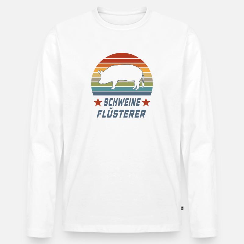 Schweine Flüsterer Design / Geschenkidee - Männer Premium Bio Langarmshirt - Weiß