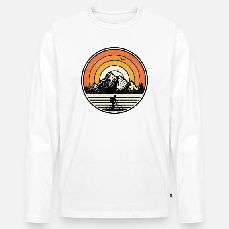 Sunset Mountain Ride - Männer Premium Bio Langarmshirt - Weiß