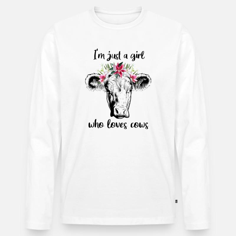 Kuh Mädchen - Männer Premium Bio Langarmshirt - Weiß
