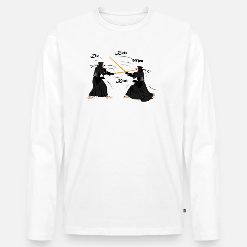 Kendo - Männer Premium Bio Langarmshirt - Weiß