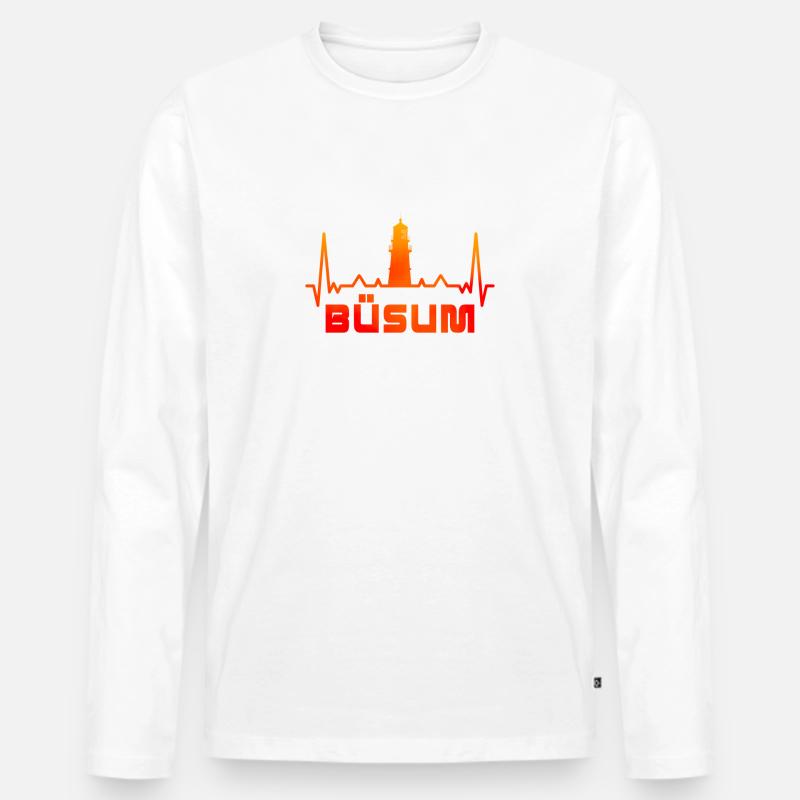 Büsum Leuchtturm Design / Geschenkidee - Männer Premium Bio Langarmshirt - Weiß