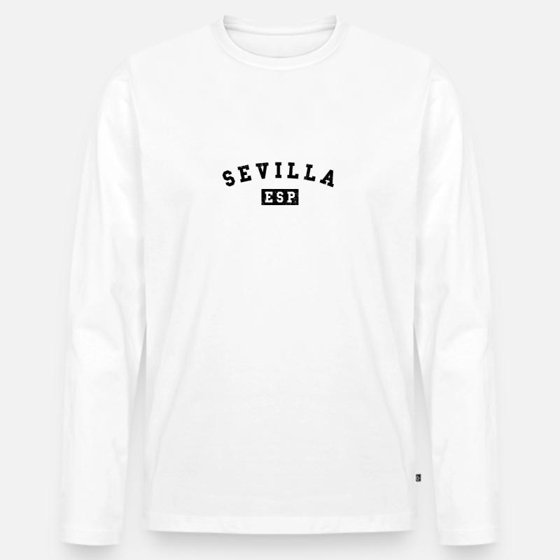 Sevilla Design - Arched Text ESP - Männer Premium Bio Langarmshirt - Weiß