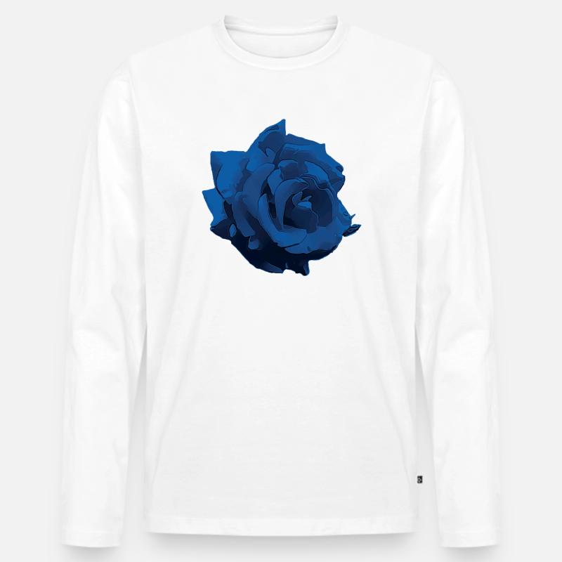 Blume - Rose blue - Männer Premium Bio Langarmshirt - Weiß
