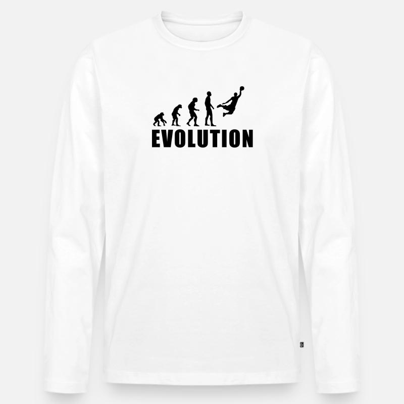 EVOLUTION BASKET Geschenk Basketball - Männer Premium Bio Langarmshirt - Weiß