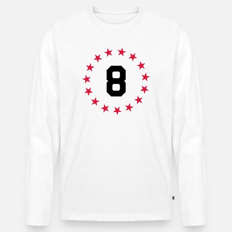 Ziffer 8 - Männer Premium Bio Langarmshirt - Weiß