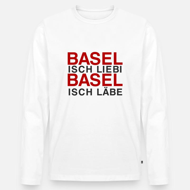 Basel isch Liebi, Basel isch Läbe - Männer Premium Bio Langarmshirt - Weiß