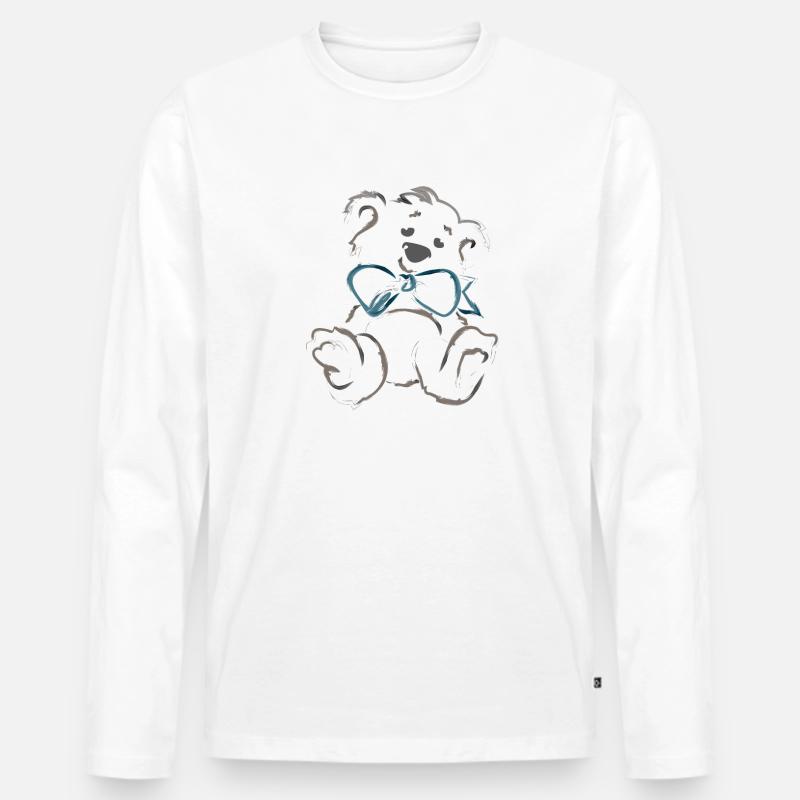 Teddybär mit Schleife - Männer Premium Bio Langarmshirt - Weiß