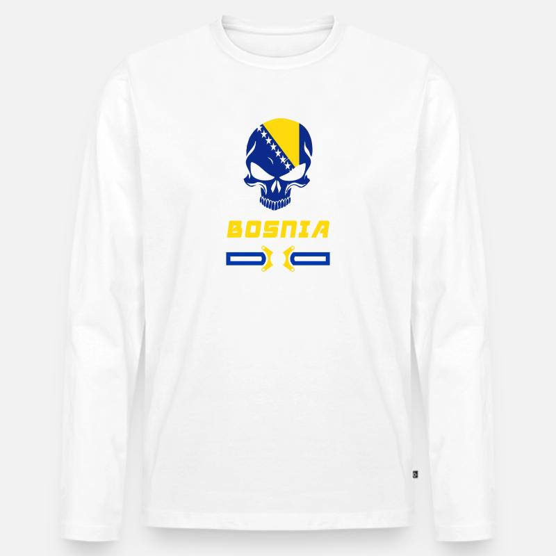 Bosnien Totenkopf Design / Geschenk - Männer Premium Bio Langarmshirt - Weiß