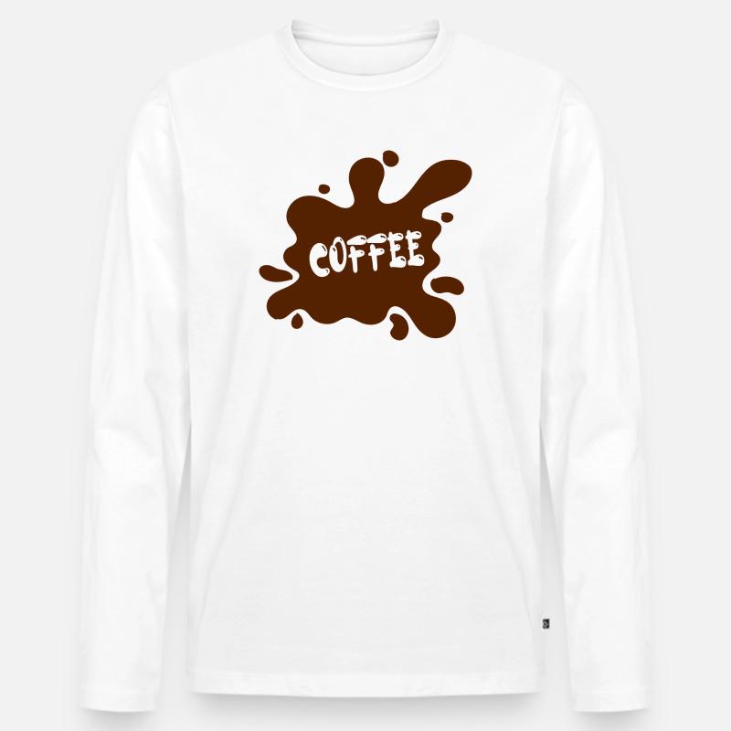 Kaffeefleck mit künstlerischem Design - Männer Premium Bio Langarmshirt - Weiß