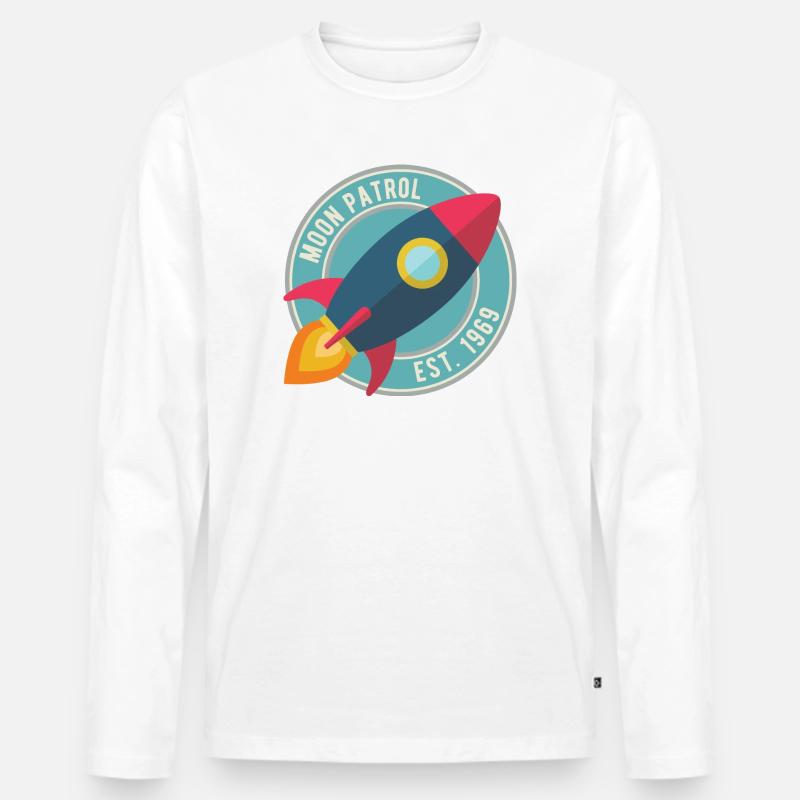 Rakete Moon Patrol Rocket - Männer Premium Bio Langarmshirt - Weiß