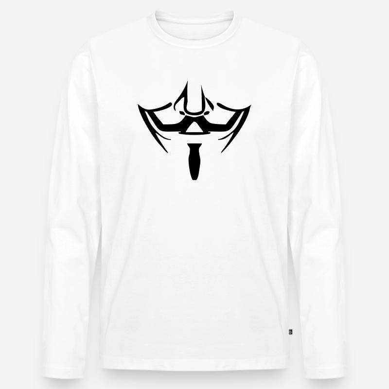 Anonymous Maske - Männer Premium Bio Langarmshirt - Weiß