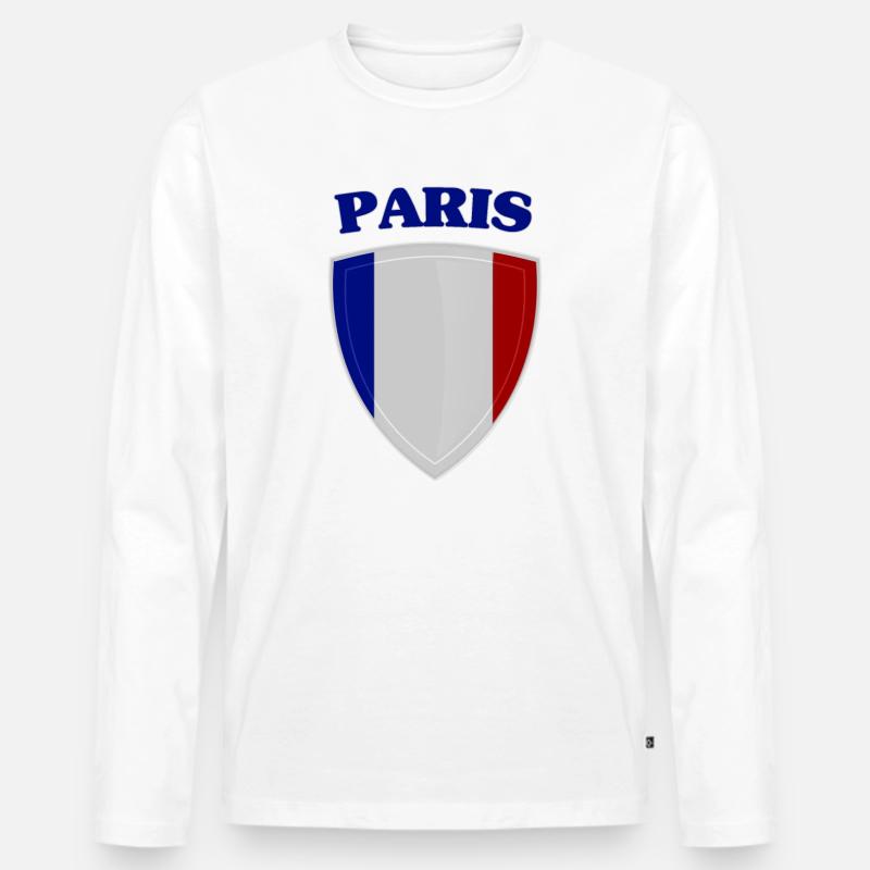 Paris - Männer Premium Bio Langarmshirt - Weiß