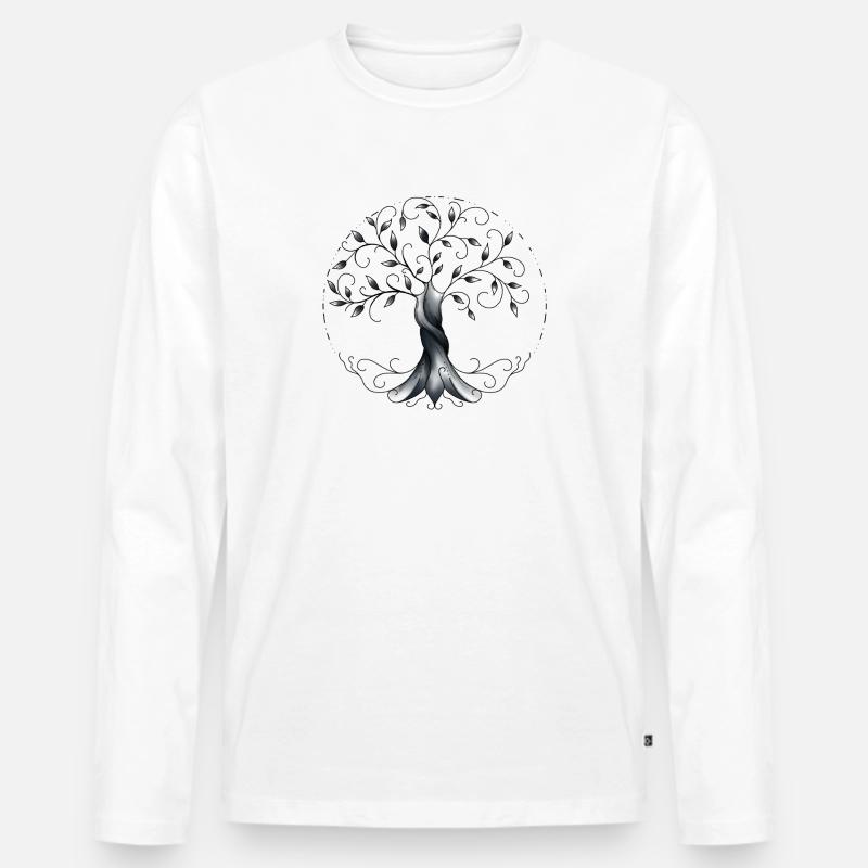Baum des Lebens - Männer Premium Bio Langarmshirt - Weiß