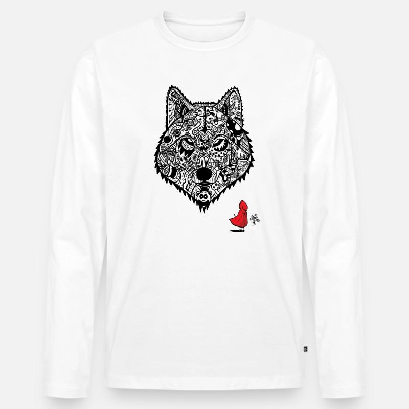 Rotkäppchens Wolf - Männer Premium Bio Langarmshirt - Weiß
