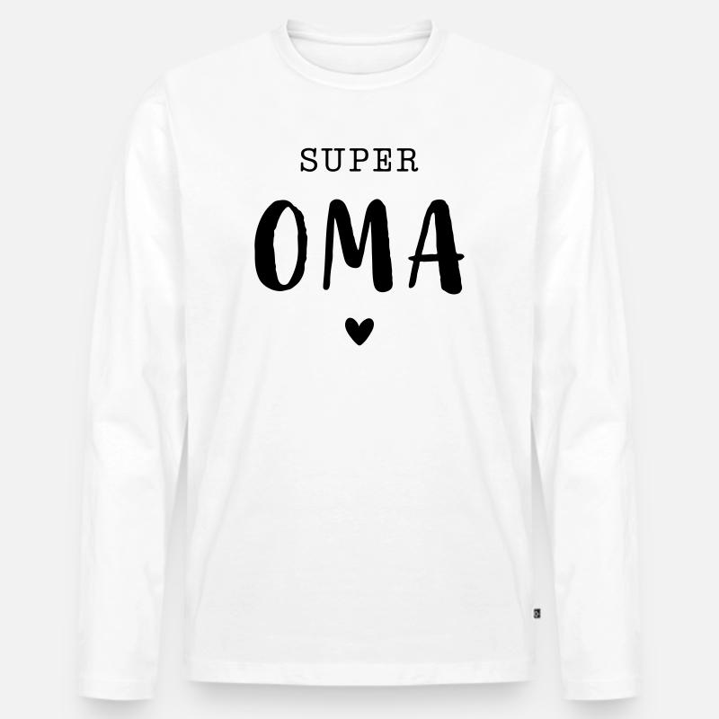 Super Oma mit Herz - Männer Premium Bio Langarmshirt - Weiß