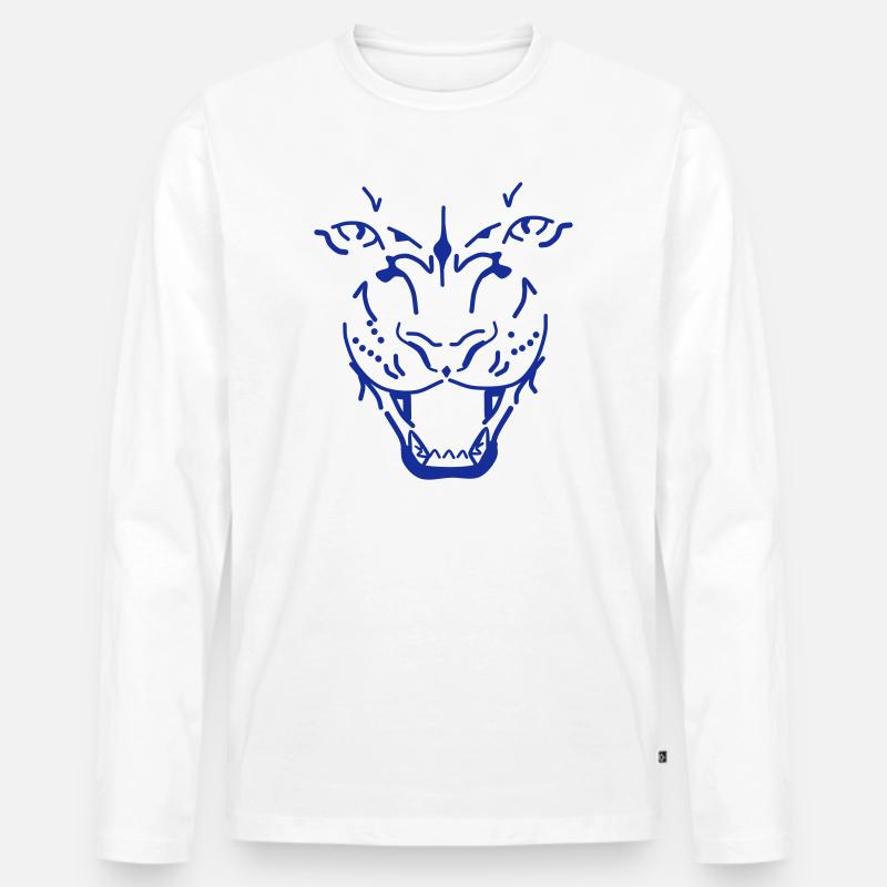 Ornament Schädel Tigermotiv - Männer Premium Bio Langarmshirt - Weiß
