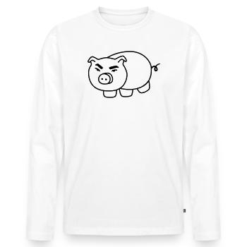 Piggy - Dessin animé de ferme drôle - T-shirt manches longues Premium bio Homme - blanc - Devant - Nico (187cm)