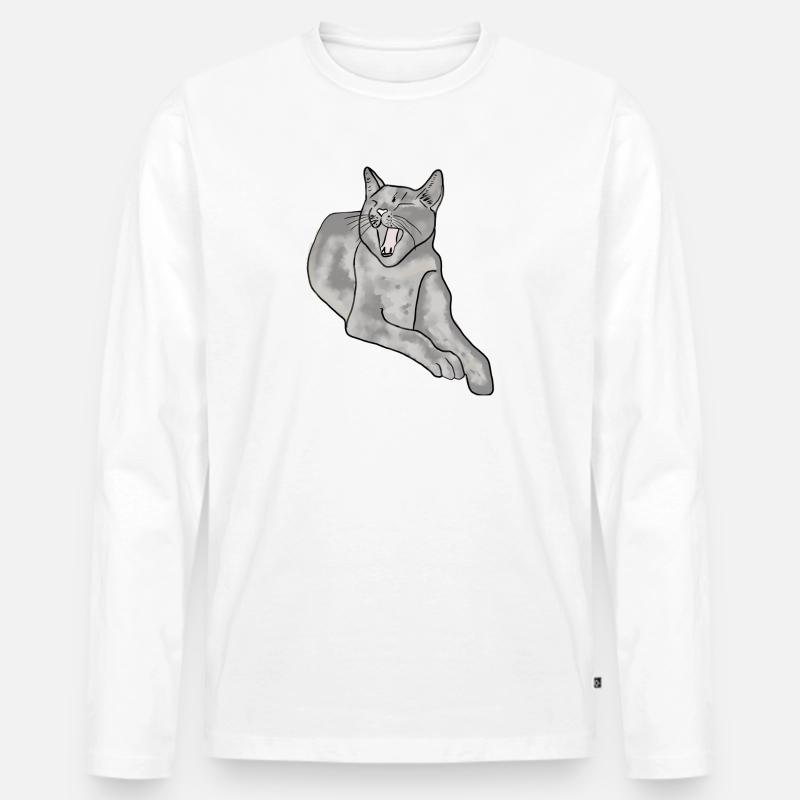 Katze - Männer Premium Bio Langarmshirt - Weiß