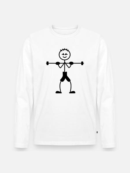 Musculation avec beaucoup de poids - T-shirt manches longues Premium bio Homme - blanc