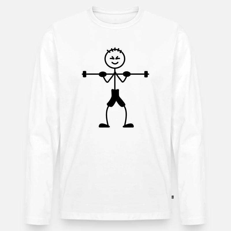 Krafttraining mit viel Gewicht - Männer Premium Bio Langarmshirt - Weiß