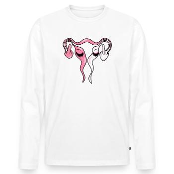 Ovaires / utérus avec cils - T-shirt manches longues Premium bio Homme - blanc - Devant - Nico (187cm)