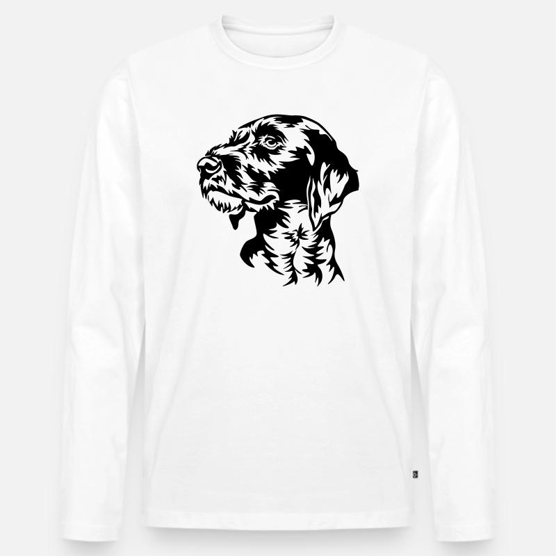 Deutsch Drahthaar Kopf - Männer Premium Bio Langarmshirt - Weiß
