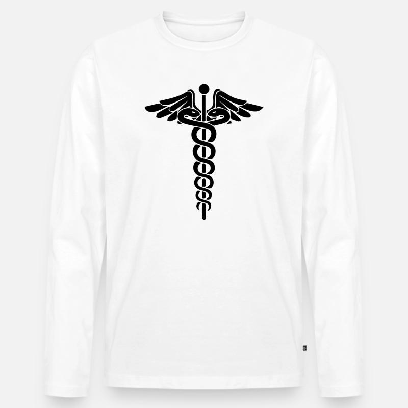 Äskulapstab Asklepiosstab - Männer Premium Bio Langarmshirt - Weiß