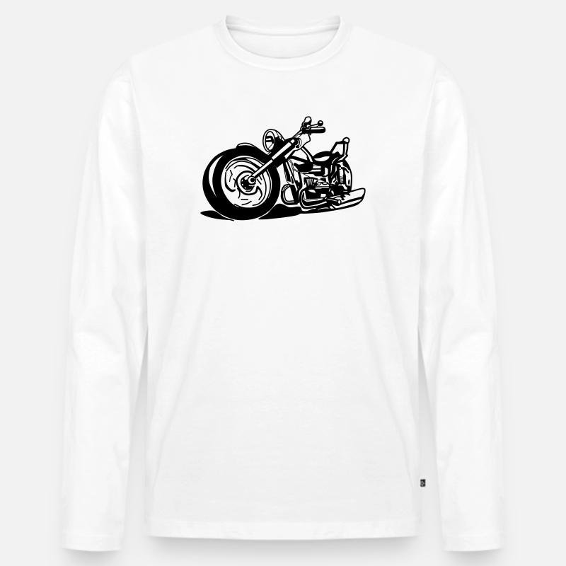Kultige Chopper Silhouette - Männer Premium Bio Langarmshirt - Weiß