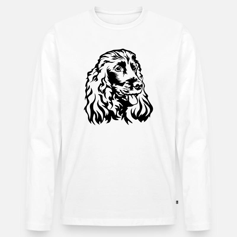 Cocker Spaniel Kopf - Männer Premium Bio Langarmshirt - Weiß