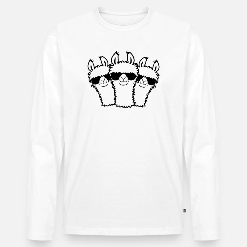Team 3 Lama - Männer Premium Bio Langarmshirt - Weiß