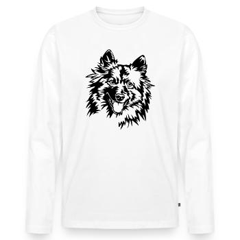Wolfspitz Head - Men's Premium Organic Long Sleeve Shirt - white - Front - Nico (187cm)