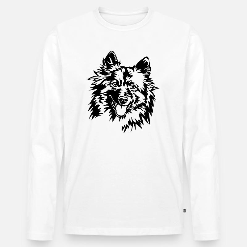 Wolfsspitz Kopf - Männer Premium Bio Langarmshirt - Weiß