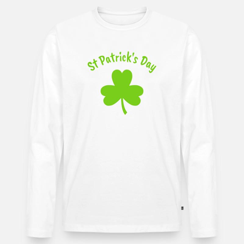 St. Patrick - Männer Premium Bio Langarmshirt - Weiß