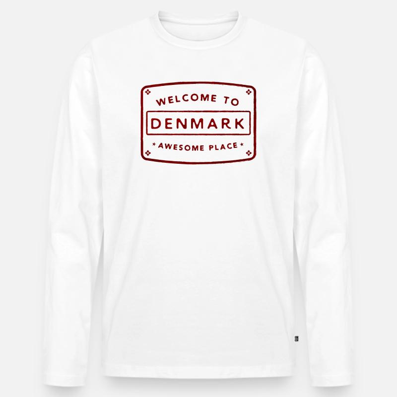 Willkommen in Dänemark Aufkleber - Männer Premium Bio Langarmshirt - Weiß