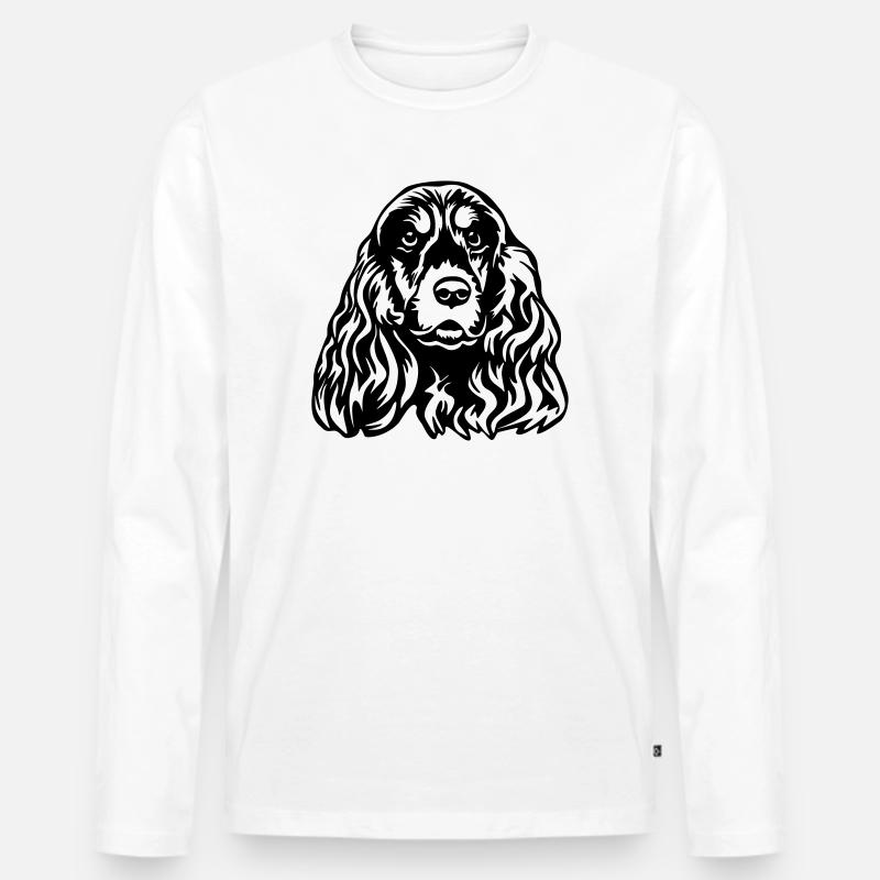 Cocker Spaniel Kopf - Männer Premium Bio Langarmshirt - Weiß